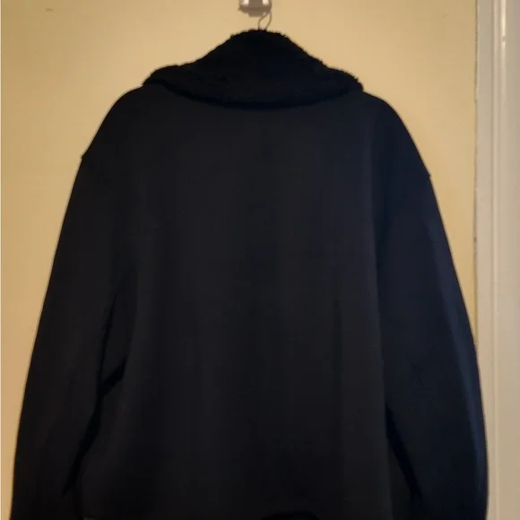 Athleta Sherpa Bomber Jacket 2X Black Zip Up Westbound Cozy Layer Lagonlook Fall - Picture 8 of 12